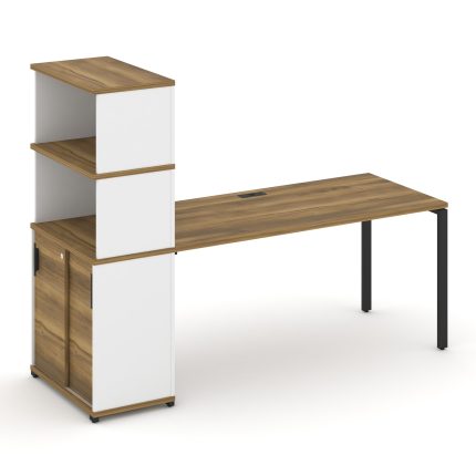 Concept Стол рабочий с опорным шкафом-купе с надставкой выс. CN.SP-244 B Сандал Янтарный/Белый Брилл