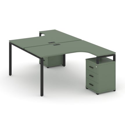 Concept Рабочая станция с 2 опорными тумбами CN.DSA-305 B Кобо/Металл Черный 1380*2400/3532*750