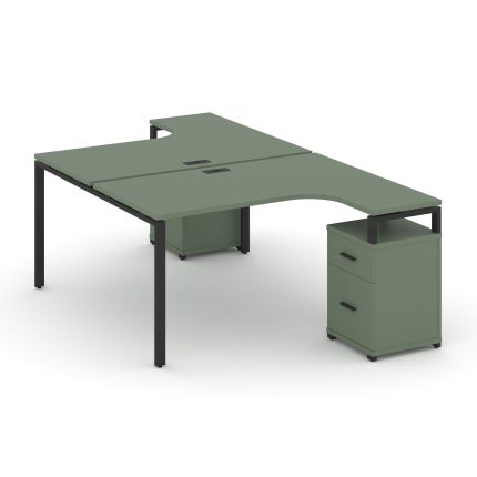 Concept Рабочая станция с 2 опорными тумбами CN.DSA-307 B Кобо/Металл Черный 1380*2400/3532*750