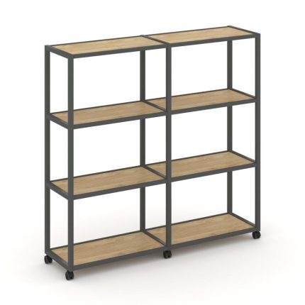 Shelf Mobile Стеллаж 4 уровня 2 секции VR.LT-STK-411.08 Тиквуд Светлый/Металл Антрацит 1570*400*1523