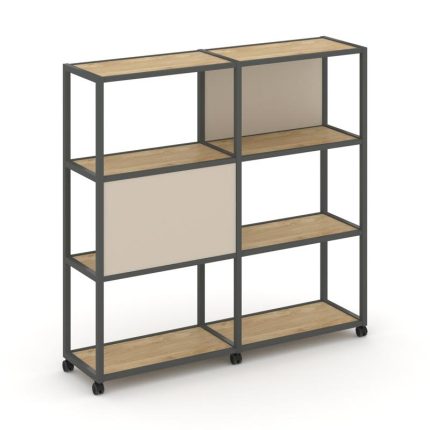 Shelf Mobile Стеллаж 4 уровня 2 секции VR.LT-STK-412.06 Тиквуд Светлый/Металл Антрацит/W-04 1170*400