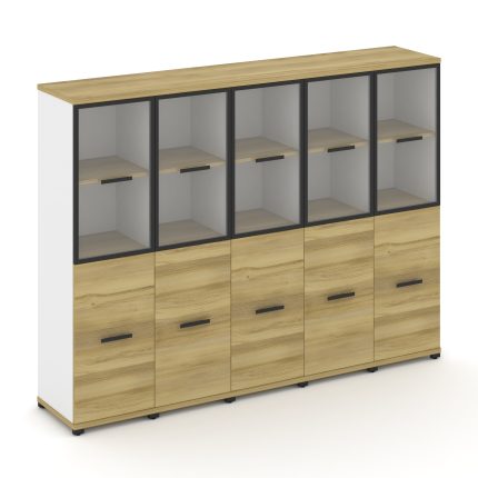 Concept Шкаф 5 узких секций, 4 ниши CN.STU-452 RPB B Дуб Винченцо/Белый Бриллиант/Металл Черный/Проз