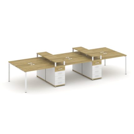 Concept Рабочая станция 6 мест с 2 опорными тумбами CN.DRS-466 W Дуб Винченцо/Белый Бриллиант/Металл