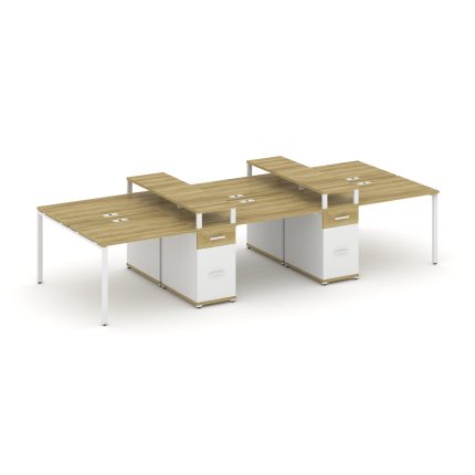 Concept Рабочая станция 6 мест с 2 опорными тумбами CN.DRS-469 W Дуб Винченцо/Белый Бриллиант/Металл