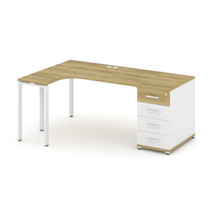 Concept Стол эргономичный CN.SA-401(L) W Дуб Винченцо/Белый Бриллиант/Металл Белый 1800*1180*750