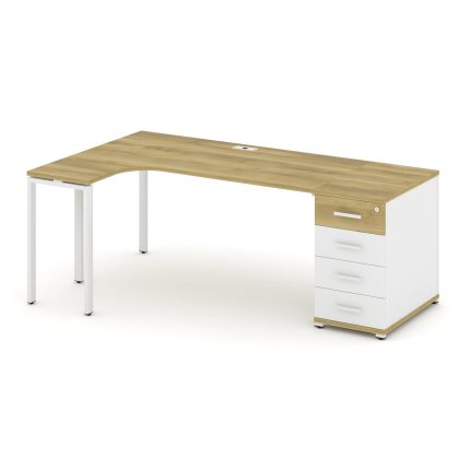 Concept Стол эргономичный CN.SA-402(L) W Дуб Винченцо/Белый Бриллиант/Металл Белый 2000*1180*750
