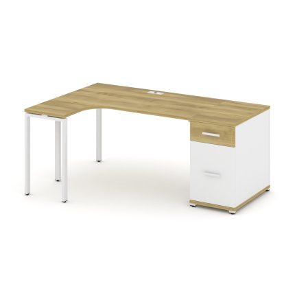 Concept Стол эргономичный CN.SA-403(L) W Дуб Винченцо/Белый Бриллиант/Металл Белый 1800*1180*750