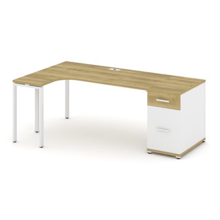 Concept Стол эргономичный CN.SA-404(L) W Дуб Винченцо/Белый Бриллиант/Металл Белый 2000*1180*750