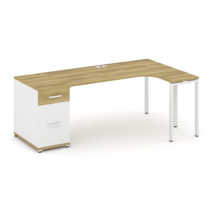 Concept Стол эргономичный CN.SA-404(R) W Дуб Винченцо/Белый Бриллиант/Металл Белый 2000*1180*750