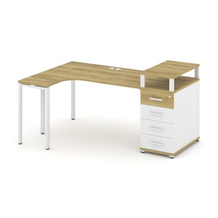 Concept Стол эргономичный CN.SA-405(L) W Дуб Винченцо/Белый Бриллиант/Металл Белый 1800*1180*917