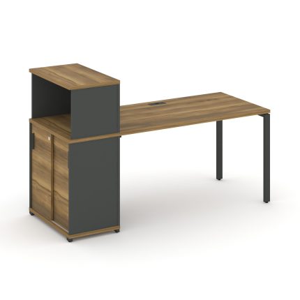 Concept Стол рабочий с опорным шкафом-купе с надставкой низ. CN.SP-237 A Сандал Янтарный/Антрацит/Ме