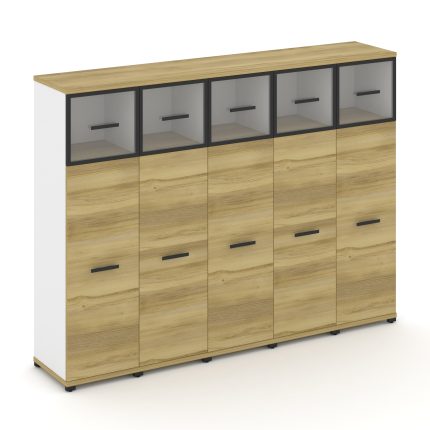 Concept Шкаф 5 узких секций, 4 ниши CN.STU-454 RPB B Дуб Винченцо/Белый Бриллиант/Металл Черный/Проз