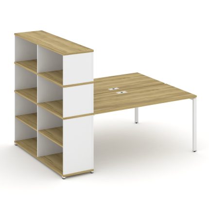 Concept Рабочая станция с опорным стеллажом с надставкой выс. CN.DRS-216 Дуб Винченцо/Белый Бриллиан