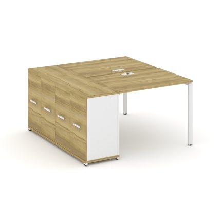 Concept Рабочая станция с опорным распаш. шкафом CN.DRS-217 W Дуб Винченцо/Белый Бриллиант/Металл Бе