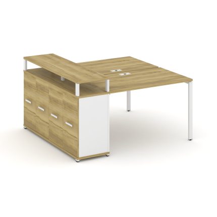 Concept Рабочая станция с опорным распаш. шкафом с верх. горизонтом  CN.DRS-222 W Дуб Винченцо/Белый