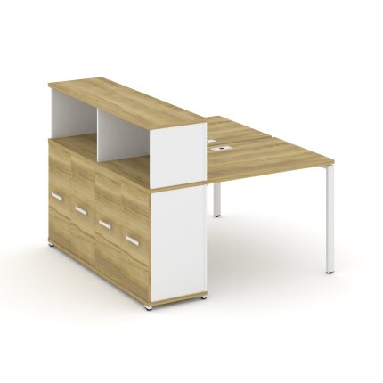 Concept Рабочая станция с опорным распаш. шкафом с надставкой низ. CN.DRS-225 W Дуб Винченцо/Белый Б