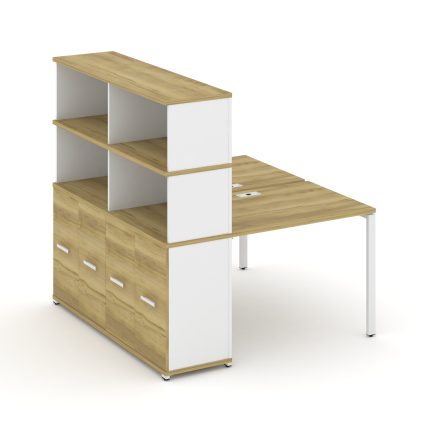 Concept Рабочая станция с опорным распаш. шкафом с надставкой выс. CN.DRS-229 W Дуб Винченцо/Белый Б