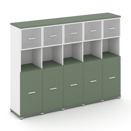 Concept Шкаф 5 узких секций, 4 ниши CN.STU-455 RMW W Кобо/Белый Бриллиант/Металл Белый/Сатин 2084*42