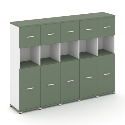 Concept Шкаф 5 узких секций, 4 ниши CN.STU-455 W Кобо/Белый Бриллиант/Металл Белый 2084*420*1554