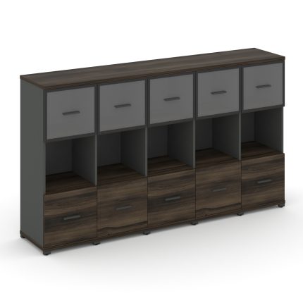 Concept Шкаф 5 узких секций, 3 ниши CN.STU-355 RPB A Дуб Мали/Антрацит/Металл Антрацит/Прозрачный 20