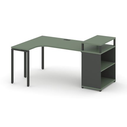 Concept Стол эргономичный с опорным стеллажом с верх. горизонтом CN.SA-203(L) Кобо/Антрацит/Металл А