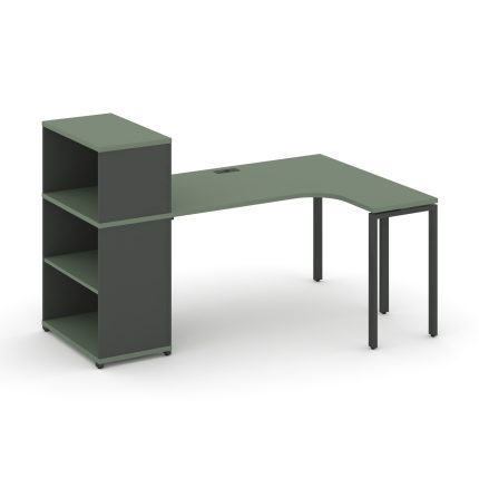 Concept Стол эргономичный с опорным стеллажом с надставкой низ. CN.SA-205(R) Кобо/Антрацит/Металл Ан