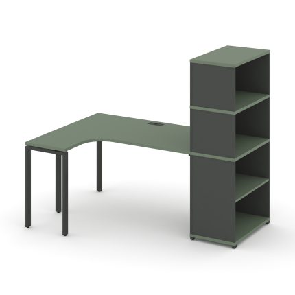 Concept Стол эргономичный с опорным стеллажом с надставкой выс. CN.SA-207(L) Кобо/Антрацит/Металл Ан