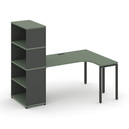 Concept Стол эргономичный с опорным стеллажом с надставкой выс. CN.SA-208(R) Кобо/Антрацит/Металл Ан