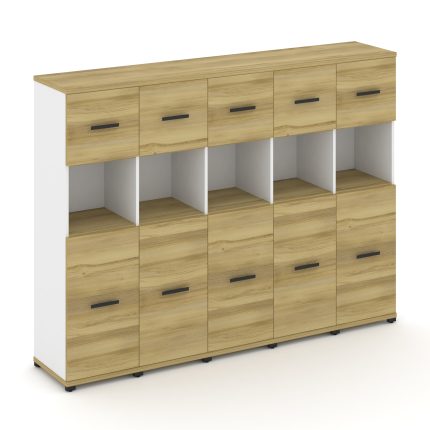 Concept Шкаф 5 узких секций, 4 ниши CN.STU-455 B Дуб Винченцо/Белый Бриллиант/Металл Черный 2084*420