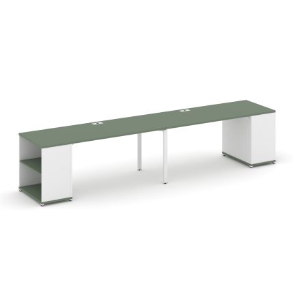 Concept Рабочая станция с опорными стеллажами CN.ORS-201 Кобо/Белый Бриллиант/Металл Белый 2800*720*