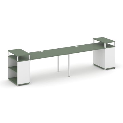 Concept Рабочая станция с опорными стеллажами с верх. горизонтами CN.ORS-205 Кобо/Белый Бриллиант/Ме