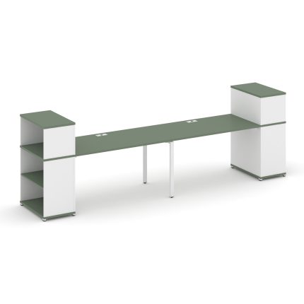 Concept Рабочая станция с опорными стеллажами с надставкой низ. CN.ORS-209 Кобо/Белый Бриллиант/Мета