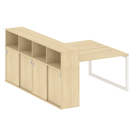 Metal System Quattro Рабочая станция с шкафом-купе на О-образном м/к 50БО.РС-СШК-4.3 Т Акация Лорка/