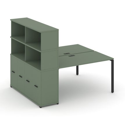 Concept Рабочая станция с опорным распаш. шкафом с надставкой выс. CN.DRS-229 B Кобо/Металл Черный 1