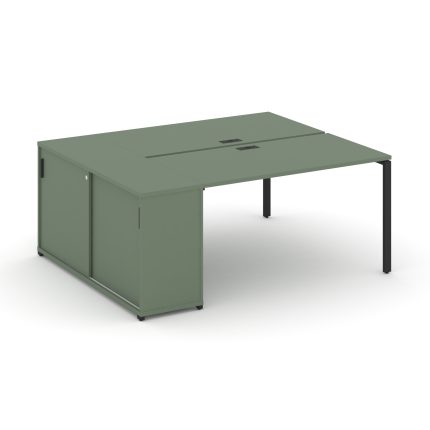 Concept Рабочая станция с опорным шкафом-купе CN.DRS-233 B Кобо/Металл Черный 1400*1480*750