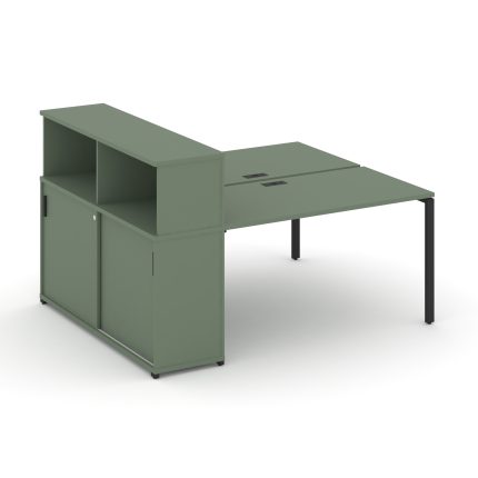 Concept Рабочая станция с опорным шкафом-купе с надставкой низ. CN.DRS-238 B Кобо/Металл Черный 1600