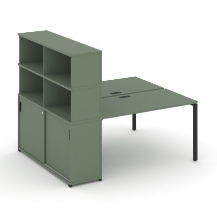 Concept Рабочая станция с опорным шкафом-купе с надставкой выс. CN.DRS-244 B Кобо/Металл Черный 2000