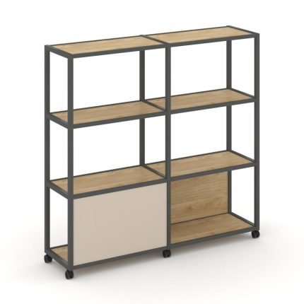 Shelf Mobile Стеллаж 4 уровня 2 секции VR.LT-STK-413.06 Тиквуд Светлый/Металл Антрацит/W-04 1170*400