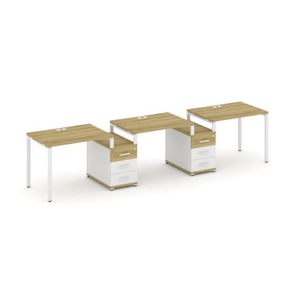 Concept Рабочая станция 3 места с 2 опорными тумбами CN.ORS-325 W Дуб Винченцо/Белый Бриллиант/Метал