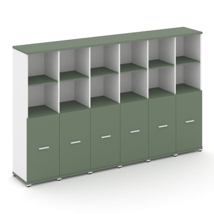 Concept Шкаф 6 узких секций, 4 ниши CN.STU-461 W Кобо/Белый Бриллиант/Металл Белый 2500*420*1554