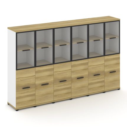 Concept Шкаф 6 узких секций, 4 ниши CN.STU-462 RPB B Дуб Винченцо/Белый Бриллиант/Металл Черный/Проз