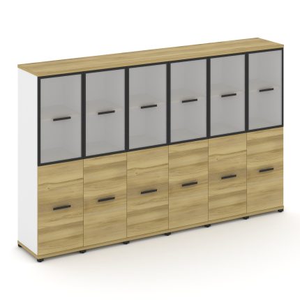 Concept Шкаф 6 узких секций, 4 ниши CN.STU-462 RMB B Дуб Винченцо/Белый Бриллиант/Металл Черный/Сати