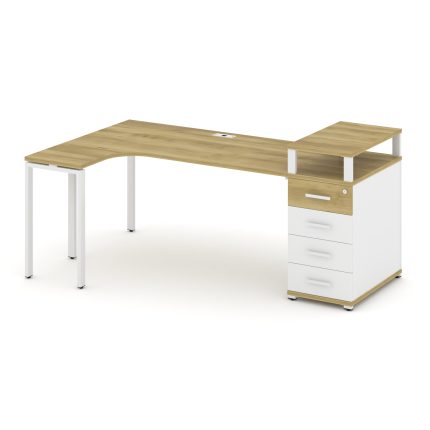 Concept Стол эргономичный CN.SA-406(L) W Дуб Винченцо/Белый Бриллиант/Металл Белый 2000*1180*917