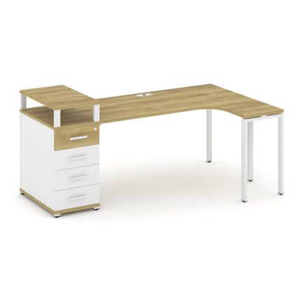 Concept Стол эргономичный CN.SA-406(R) W Дуб Винченцо/Белый Бриллиант/Металл Белый 2000*1180*917