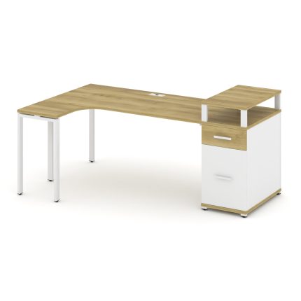 Concept Стол эргономичный CN.SA-408(L) W Дуб Винченцо/Белый Бриллиант/Металл Белый 2000*1180*917