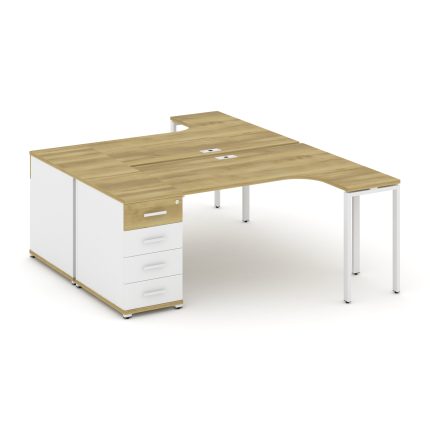 Concept Рабочая станция CN.DSA-401 W Дуб Винченцо/Белый Бриллиант/Металл Белый 1800*1180*750
