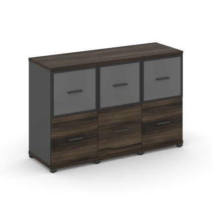 Concept Шкаф 3 узкие секции, 2 ниши CN.STU-232 RPB A Дуб Мали/Антрацит/Металл Антрацит/Прозрачный 12