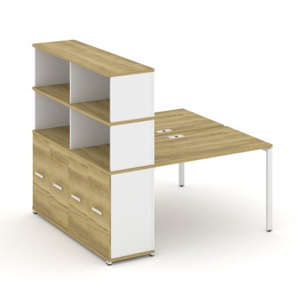 Concept Рабочая станция с опорным распаш. шкафом с надставкой выс. CN.DRS-230 W Дуб Винченцо/Белый Б