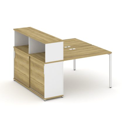 Concept Рабочая станция с опорным шкафом-купе с надставкой низ. CN.DRS-238 W Дуб Винченцо/Белый Брил