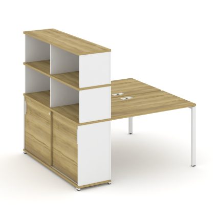 Concept Рабочая станция с опорным шкафом-купе с надставкой выс. CN.DRS-242 W Дуб Винченцо/Белый Брил